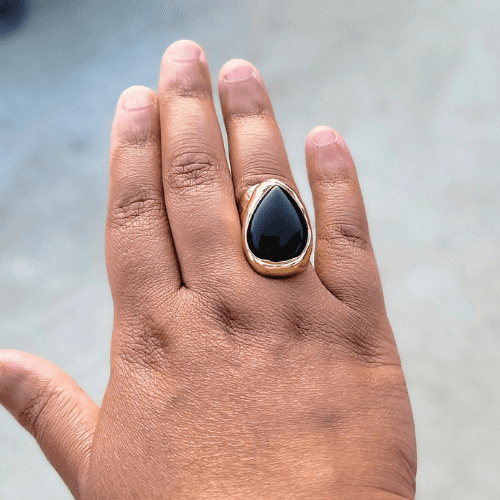 Black Tear Drop Obsidian Ring