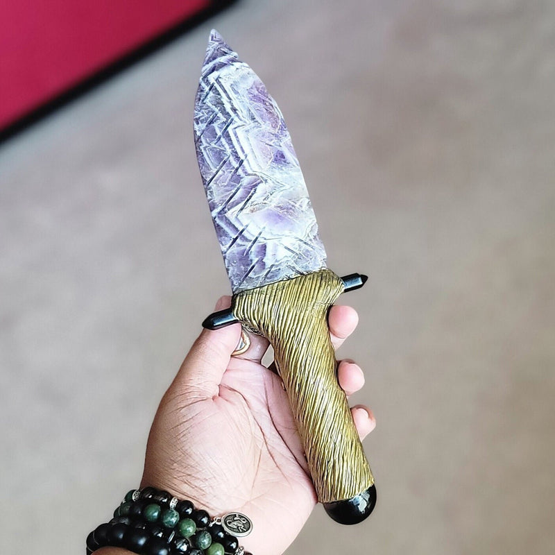 Cuchillo de amatista de piedras preciosas Wiccan